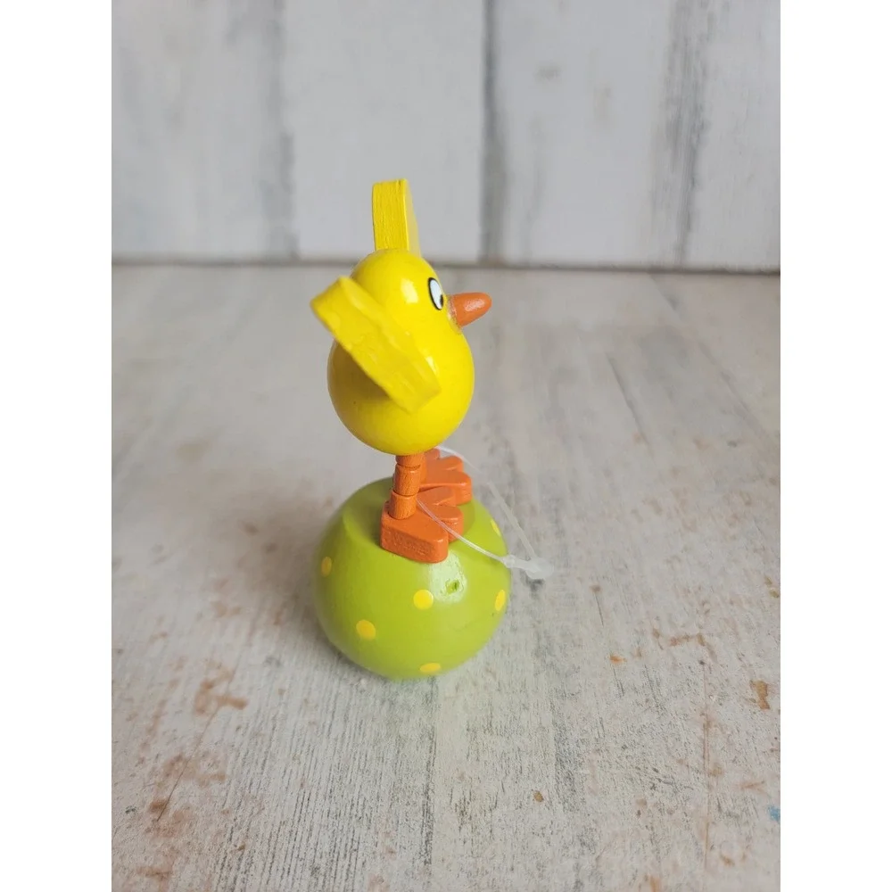 Easter vintage chick egg thumb push puppet toy wooden spring home decor
